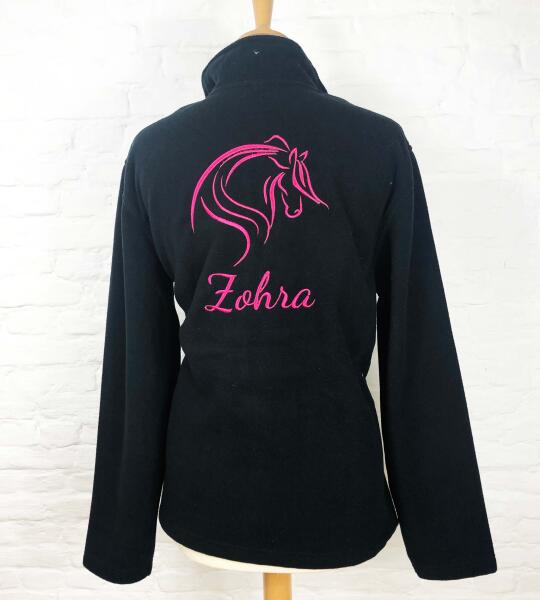 Damesfleecevest met paardenlijntekening &amp; naam